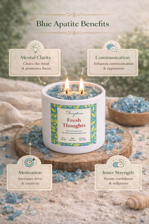 Blue Apatite Crystal Candle (80ml) | Mint Aromatherapy