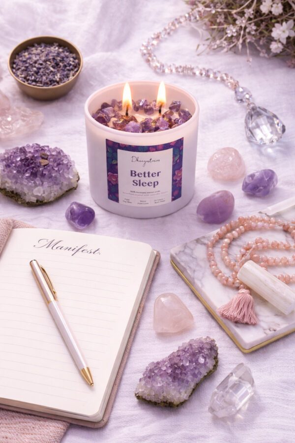 0d5b0102-0b65-44ec-80e0-d58992054f78 Amethyst Crystal Candle (80ml) | Lavender Aromatherapy | Better Sleep Calm & Stress Relief