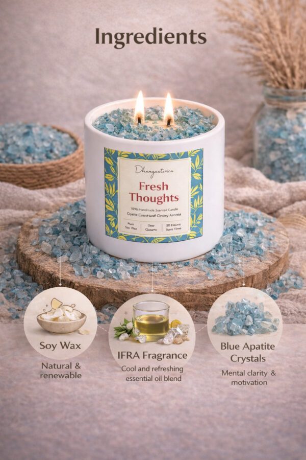 Blue Apatite Crystal Candle (80ml) | Mint Aromatherapy