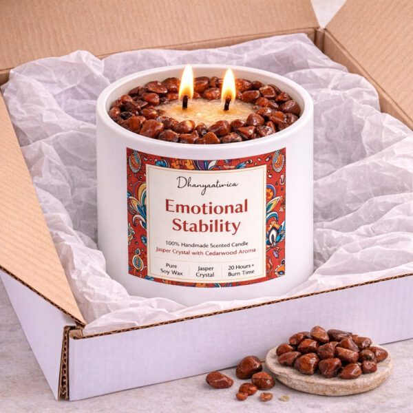 Red Jasper Crystal Candle (80ml) | Cedarwood Aromatherapy | Grounding Stability & Emotional Balance