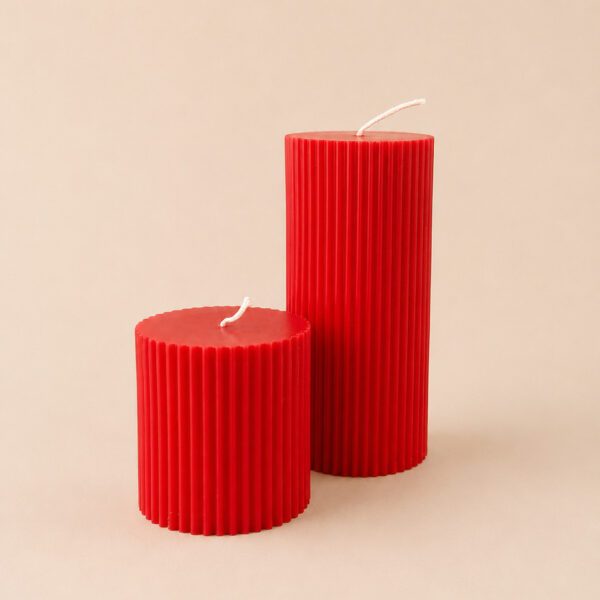 Ribbed pillar candles - Set of 2