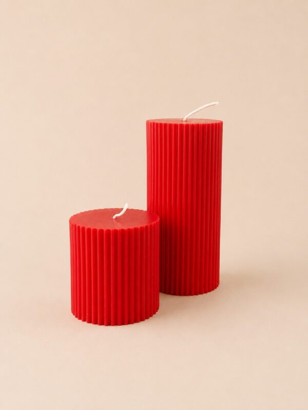Ribbed pillar candles - Set of 2