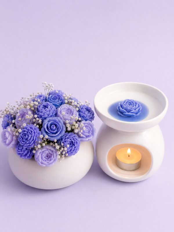 Mixed Rose Bouquet Pot Candle