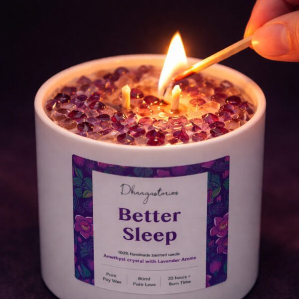 5ff18e4c-f68d-49fe-b68e-fefc3259fafc Amethyst Crystal Candle (80ml) | Lavender Aromatherapy | Better Sleep Calm & Stress Relief