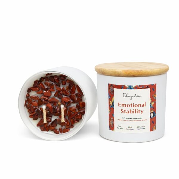 Red Jasper Crystal Candle (80ml) | Cedarwood Aromatherapy | Grounding Stability & Emotional Balance