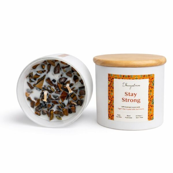 Tiger Eye Crystal Candle (80ml) | Luxury Oud Aromatherapy | Confidence Strength & Protection