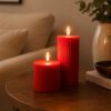 Ribbed pillar candles - Set of 2