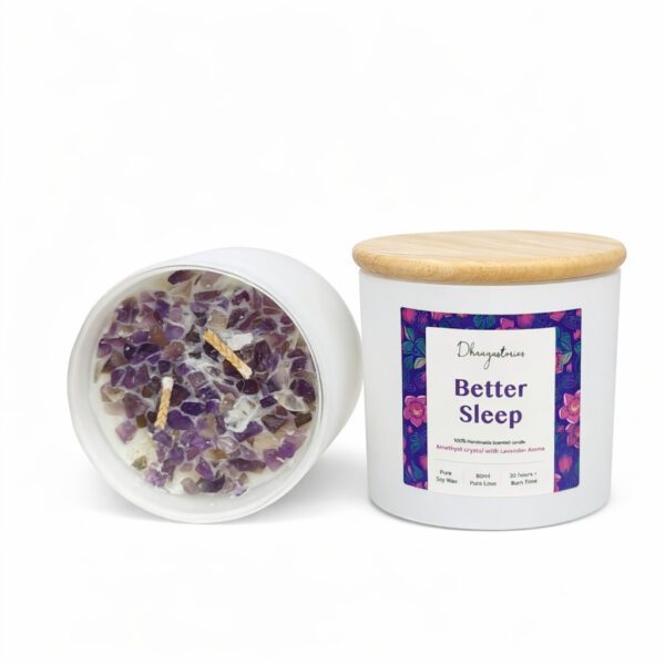 Amethyst Crystal Candle (80ml) | Lavender Aromatherapy | Better Sleep Calm & Stress Relief