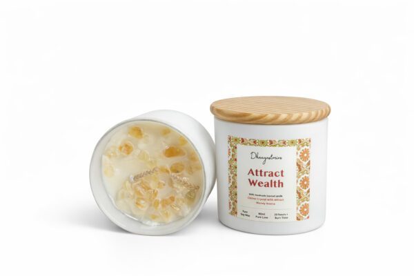 Citrine Healing Crystal Candle (80ml) | Attract Money & Abundance Aroma | Wealth Prosperity Manifestation