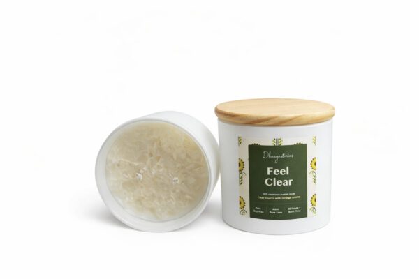 Clear Quartz Crystal Candle (80ml) | Orange Aromatherapy | Mental Clarity Focus & Positive Energy