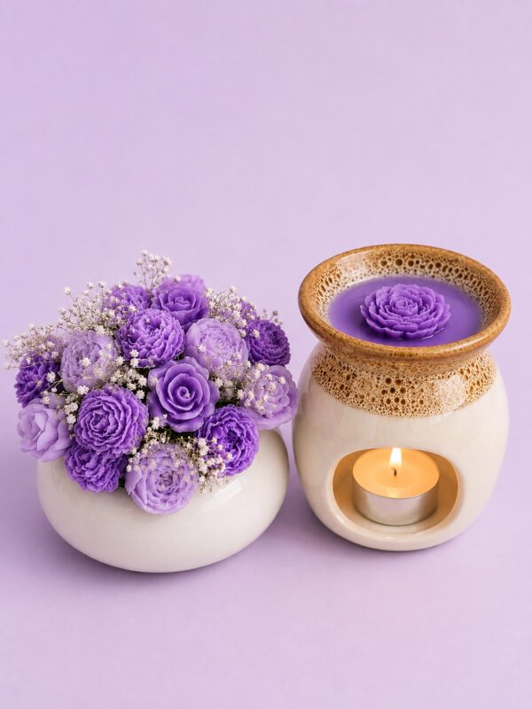 Mixed Rose Bouquet Pot Candle