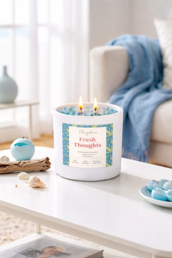 Blue Apatite Crystal Candle (80ml) | Mint Aromatherapy
